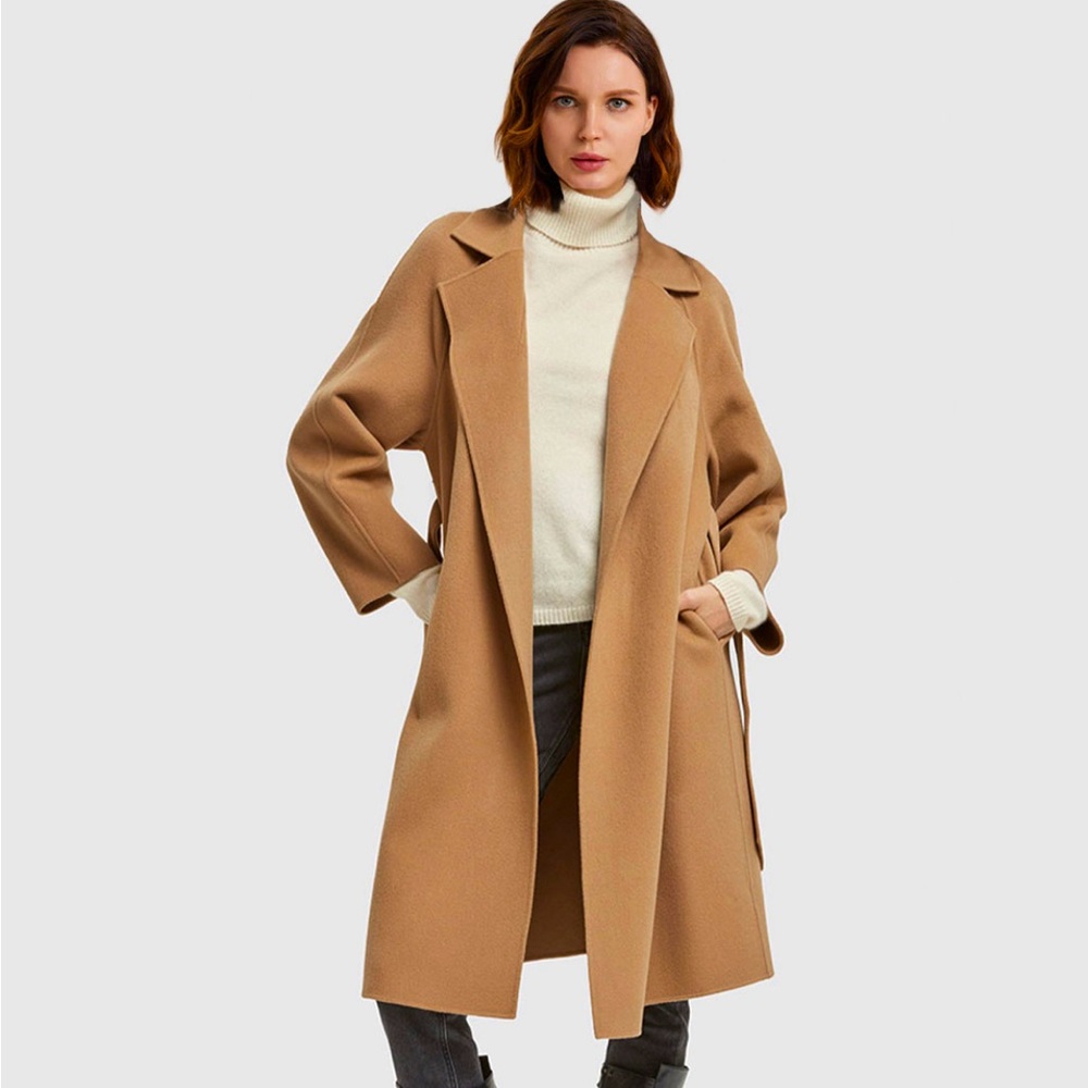 100% wool oversized coat w/ belt